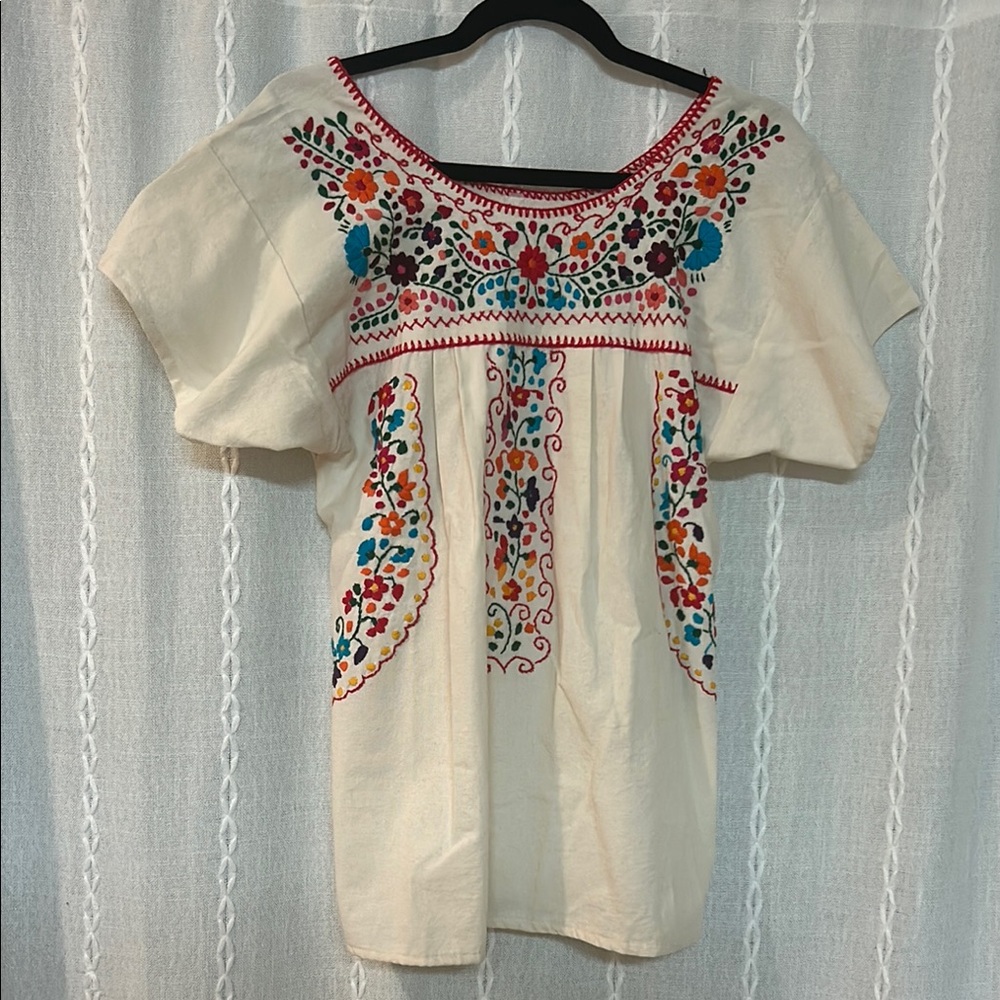 Embroidered Cream Top